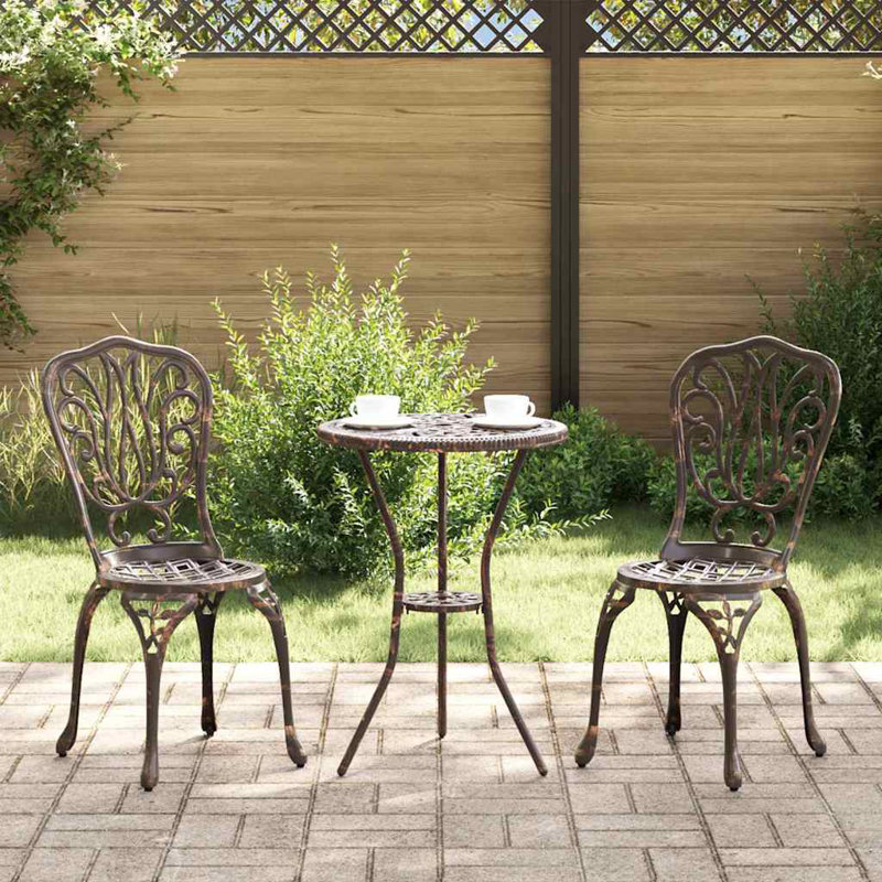 Vidaxl Garden Bistro Set 3 Pcs Aluminium, Bronze