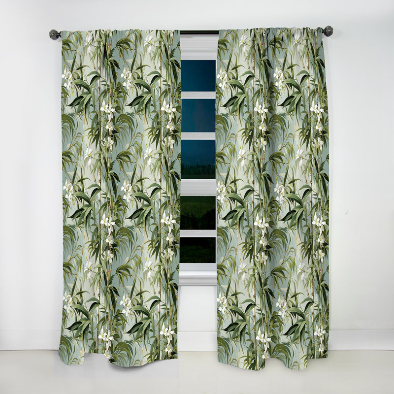 Bamboo Elegance Tropical Motif I - Rideau en velours tropical - obscurcissant - 1 panneau, L 52 po x L 120 po