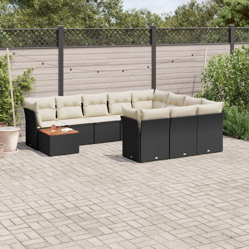Ensemble de canapé de jardin Vidaxl noir, brun, blanc crème