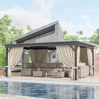 16X12 Ft. Outdoor Gazebo Curtains, 4-Panels Sidewall Curtains (Only Curtains)