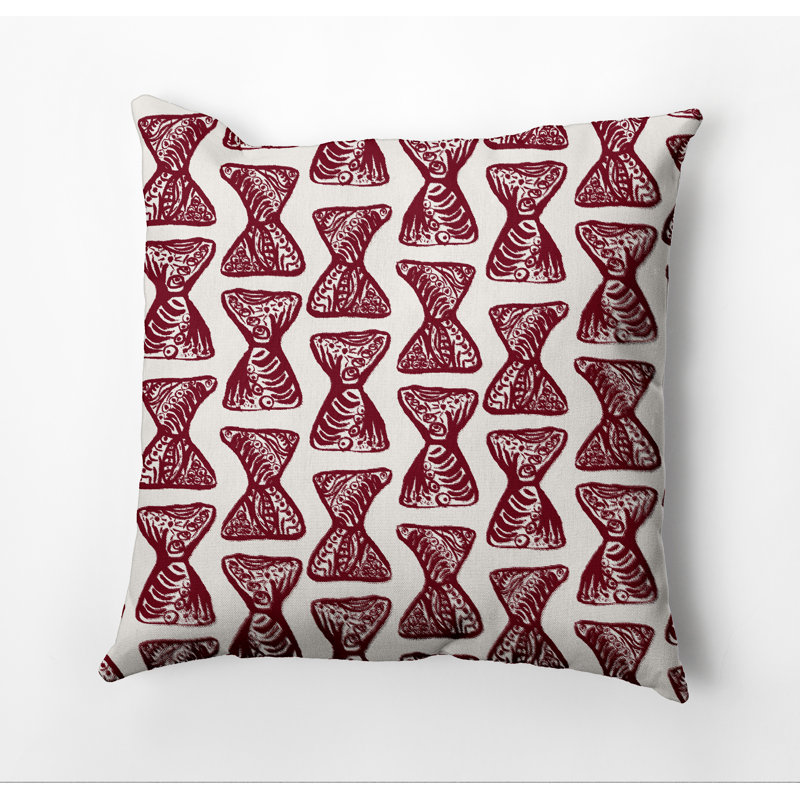 Geometric Outdoor Reversible Throw Pillow, 20" x 20", Maroon