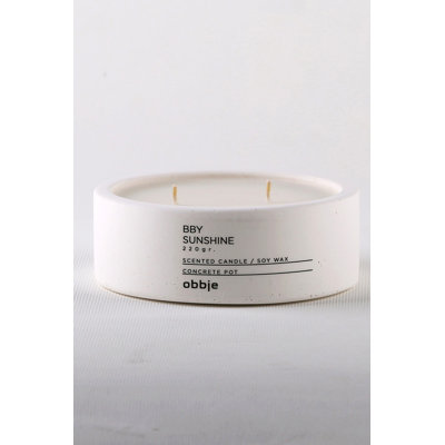Bougie parfumée bois de santal, support 100% béton, 4,5 x 12 pouces | Paraffine et mélange de cire de soja, design blanc élégant | Parfait pour la décoration intérieure, la relaxation et l'aromathérapie | Durable et écologique