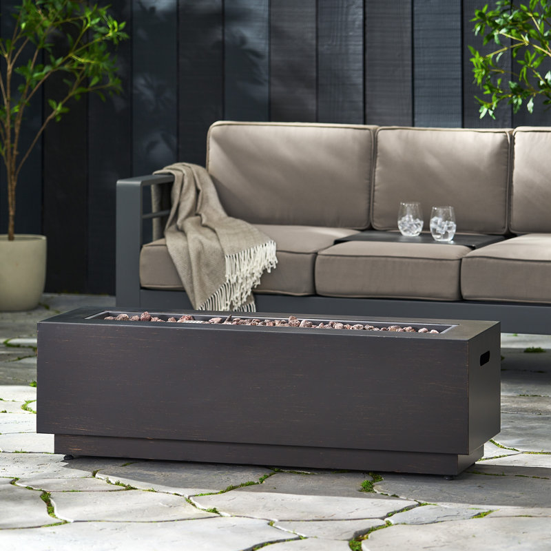 Nikodemos 15" H Outdoor Fireplace (No Tank Holder), Brushed Brown