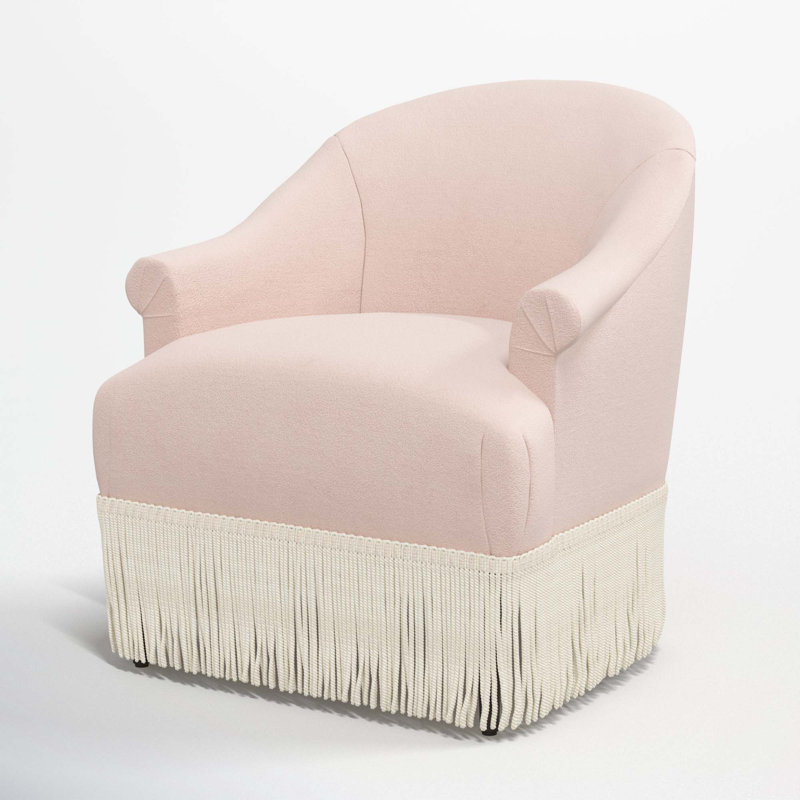 Fauteuil à oreilles Callie, Velours classique performance rosé, Ivoire
