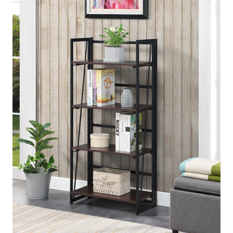 Clyde 49.5'' H x 23.75'' W Iron Etagere Bookcase, Espresso/Black