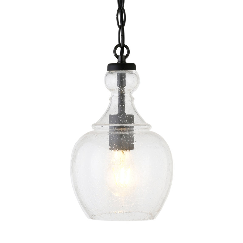 Verona 1 - Light Single Pendant, Blackened Bronze, Seeded