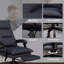 Chaise de bureau en microfibre avec fonction de massage, chaleur, repose-pieds, gris