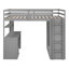 Lit mezzanine double avec tiroirs, bureau et garde-robe gris