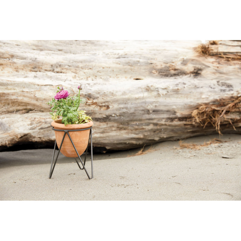 Terracotta Pot with Metal Clothespin‑Style Stand Rustic Terracotta Finish
