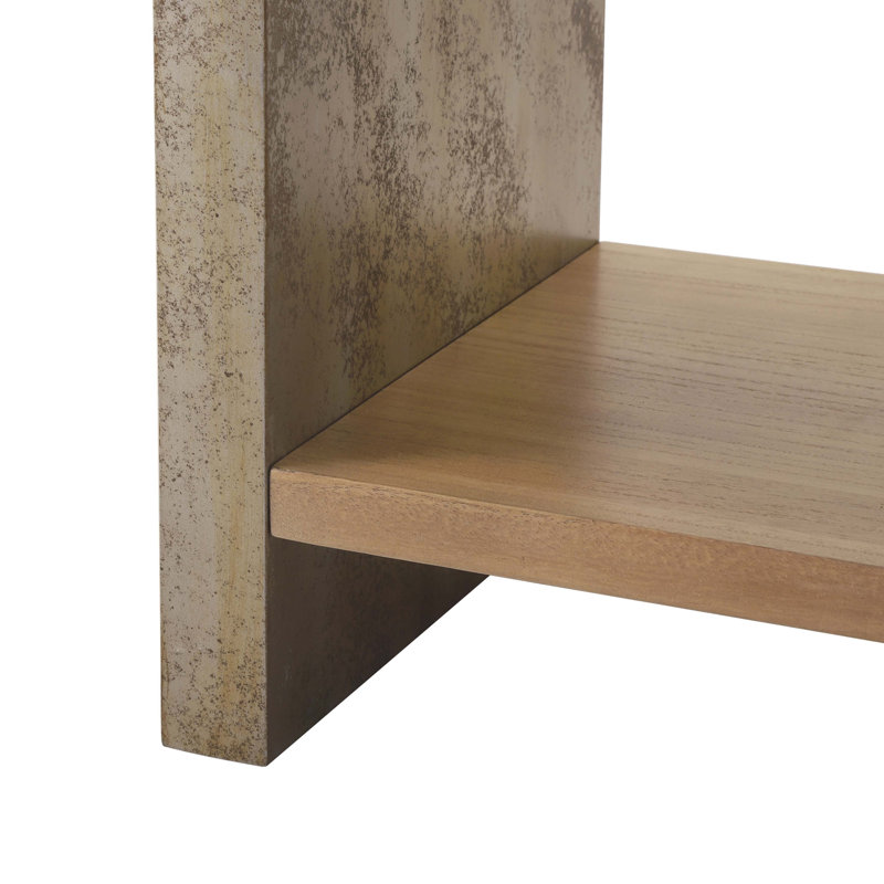 22.75 " W Standard Drawer Nightstand, Grey,Natural,Rust