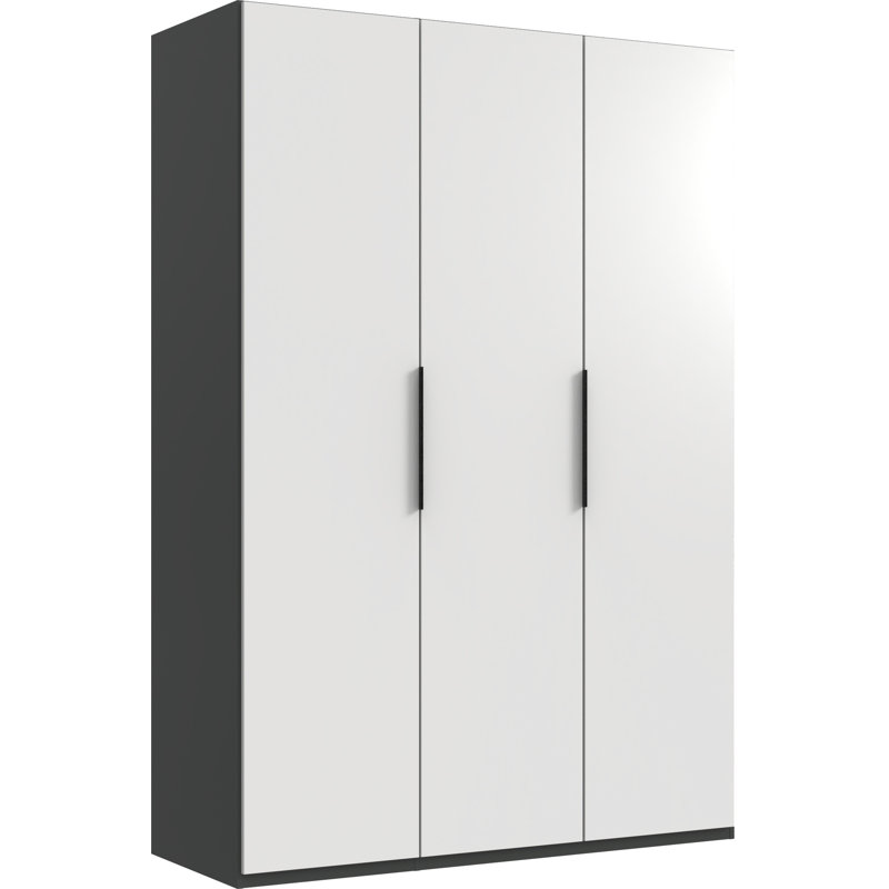 Guardino 3 Door Wardrobe, 236cm H x 150cm W x 58cm D, White/Graphite