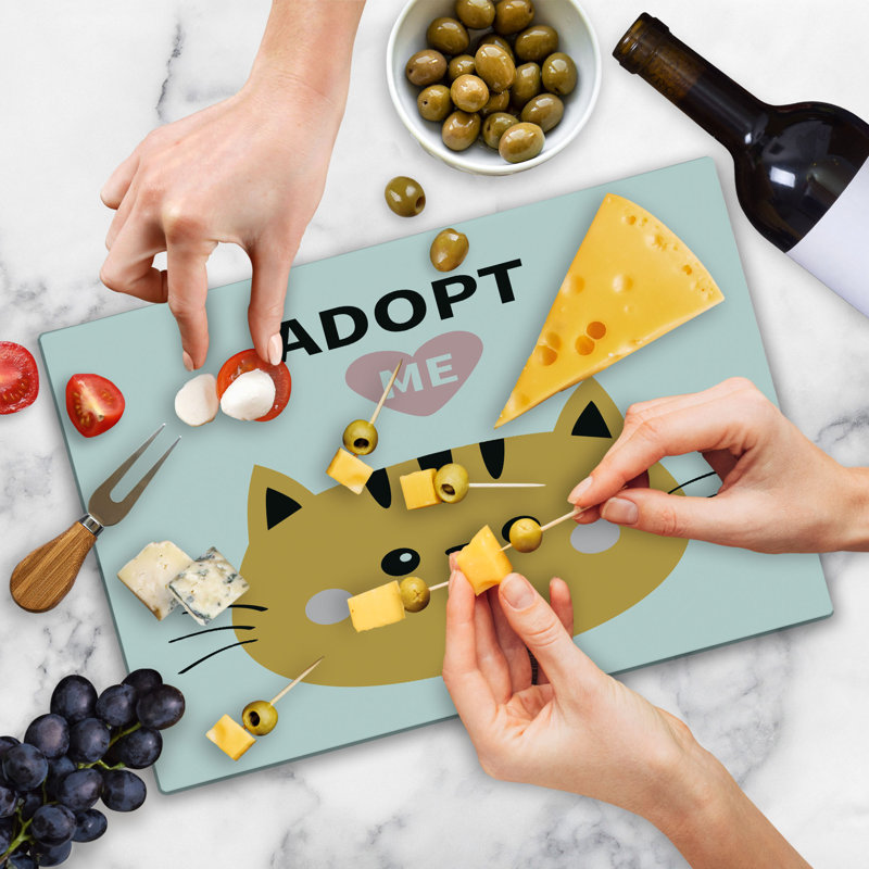 Ambesonne Cat Cutting Board Large Size Adopt Me Big Face Multicolor