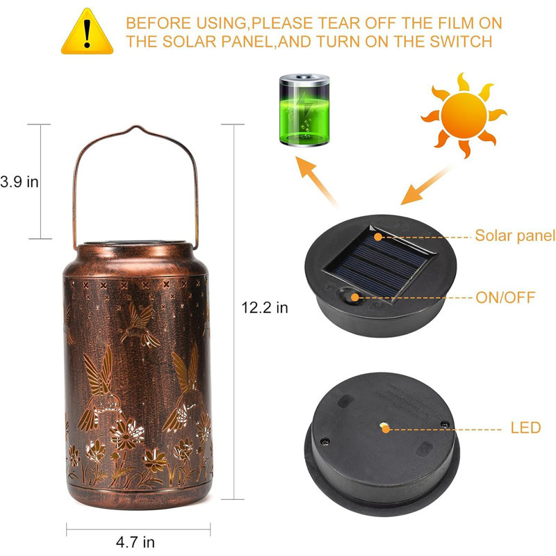 Lumières solaires 12,2 po pour colibris d'extérieur