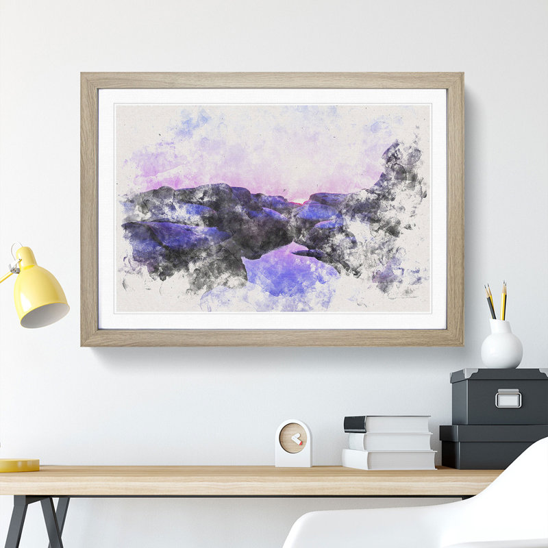 Purple Sunset in Peace Island - Picture Frame Graphic Art Print, Oak Framed, 33cm H x 45cm W x 2cm D