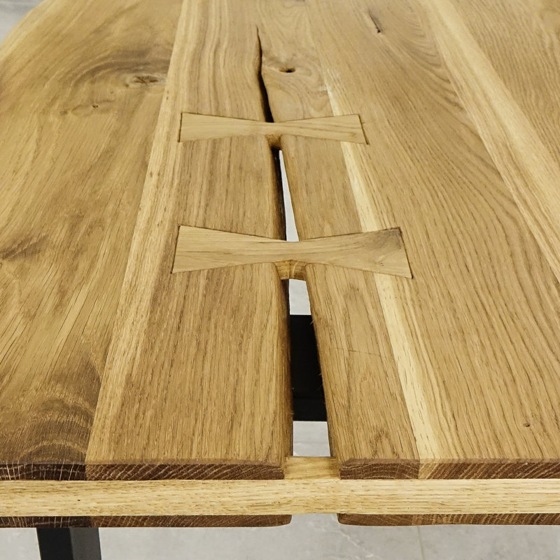 Vsevidof Oak Rectangular Wood Top Dining Table with Steel Base, 80cm W x 120cm L, Natural Wood