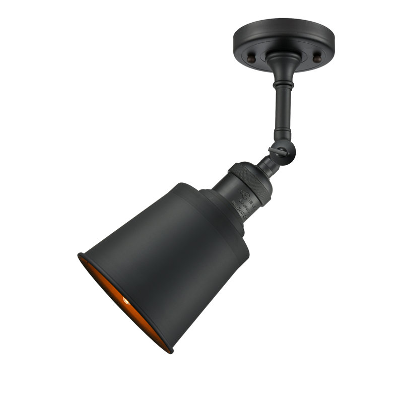 Lavender Hill Semi Flush Mount, Matte Black, 6 Watt Vinage LED Bulb