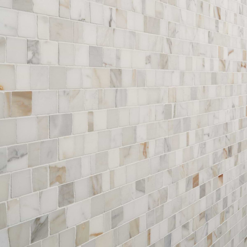 Avanti 12 In. X 12 In. Hand Clipped Joint Honed Marble Mosaic Floor And Wall Tile (5 Sq. Ft. / Sheet), Calacatta Gold