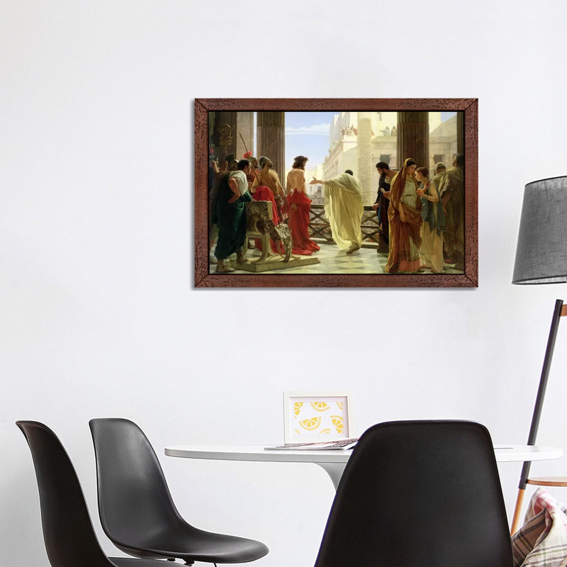 Ecce Homo by Antonio Ciseri - Wrapped Canvas Painting, Brown Framed, 66.04 cm H x 45.72 cm W