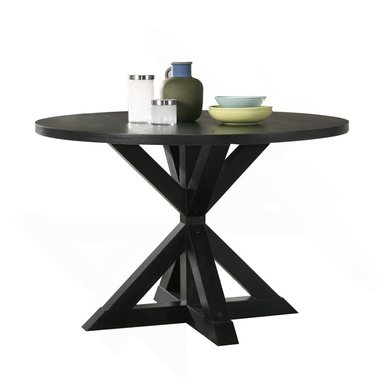 Cross-Buck Base Dining Table In Black, 31.5" H x 48" W x 48" D, Black