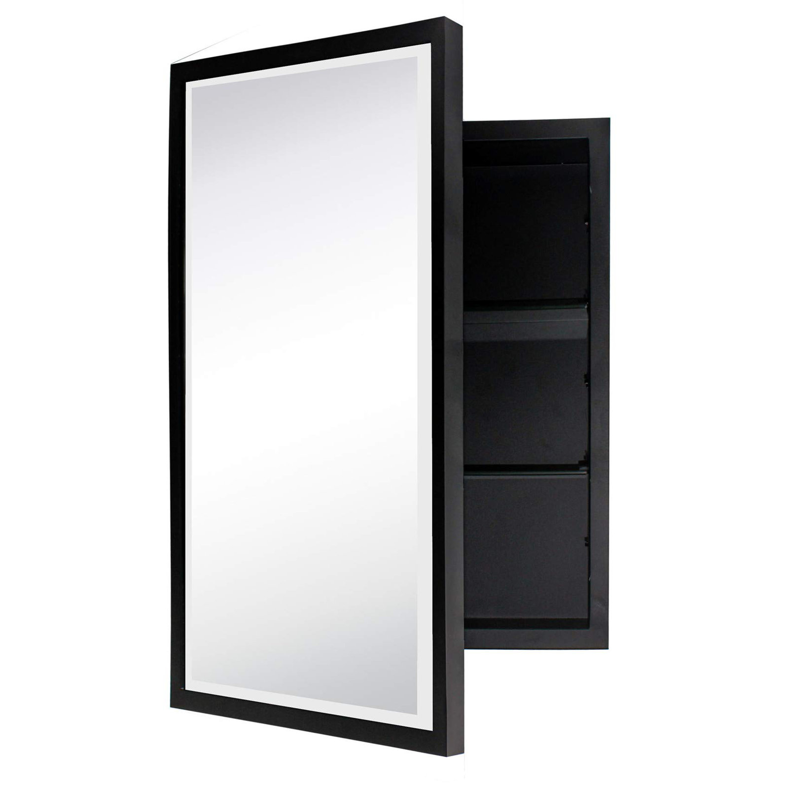 Haddison Recessed Medicine Cabinet, Matte Black, 24" x 16"