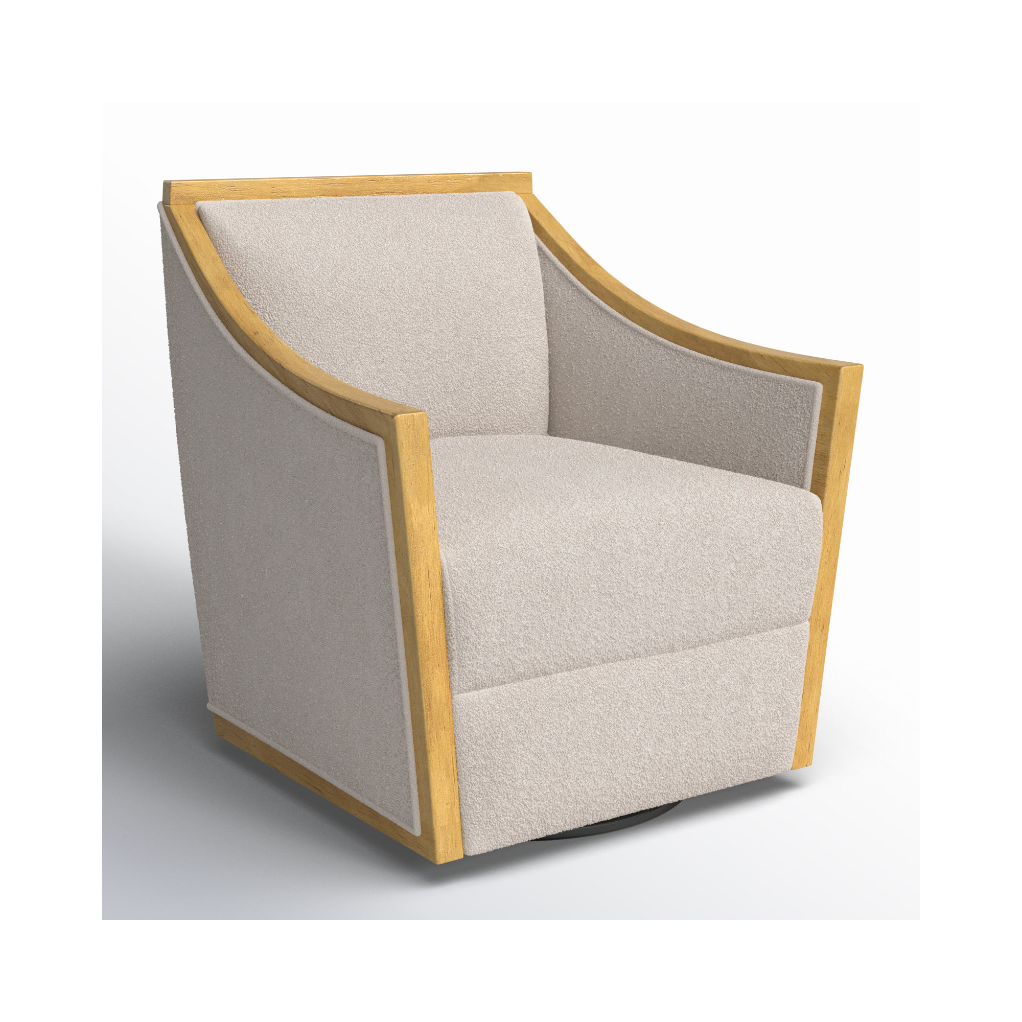 Upholstered Swivel Armchair, Beige Linen Blend