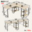 Aaleeyah L Shaped Farmhouse Computer Desk, 75 Inch Reversible Corner Office Desk with Shelves-2065290289