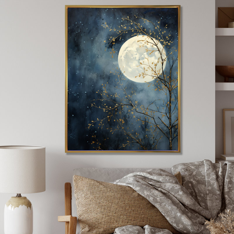 Magical Forest Moons Melody III sur toile, H 20 po x l 12 po x P 1 po, Cadre flottant doré