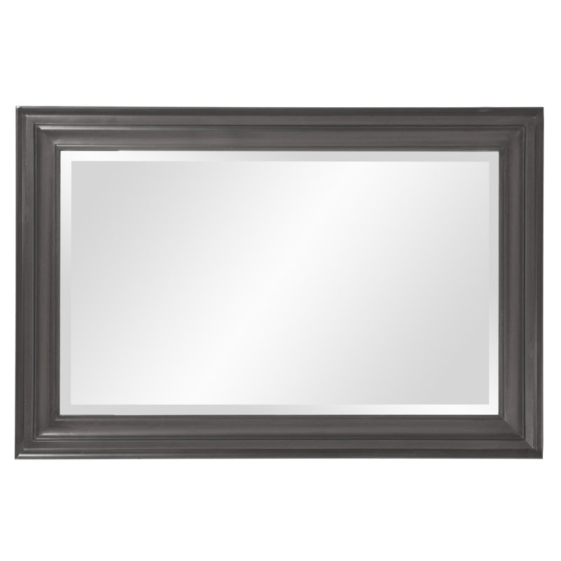 Cyrus Wood Rectangle Wall Mirror, Charcoal