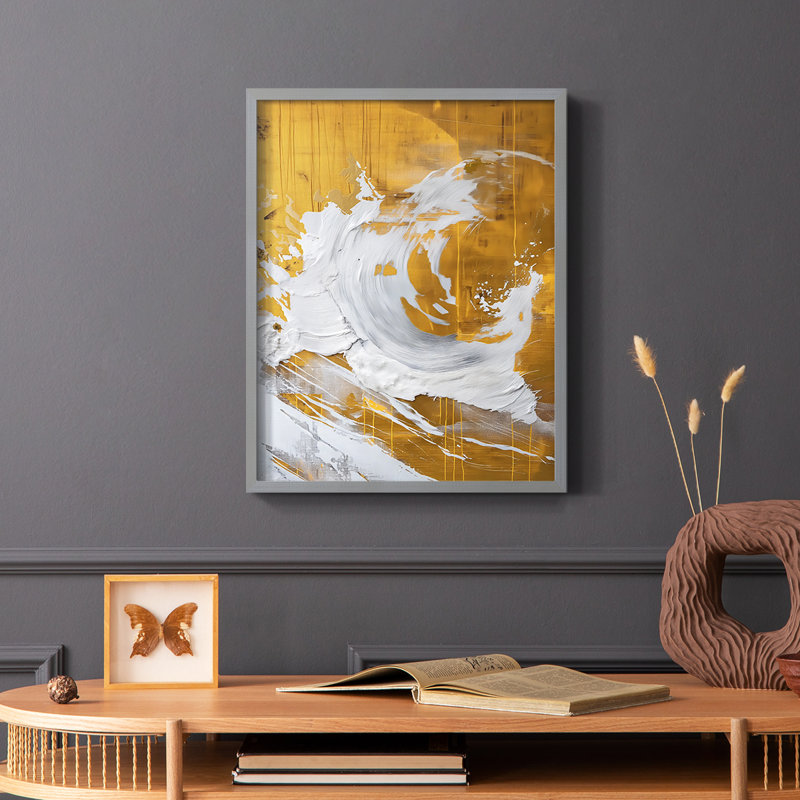 Série ABSTRACT CDxxix - reproduction encadrée de qualité supérieure - prête à être accrochée - aucun clou requis, Gris