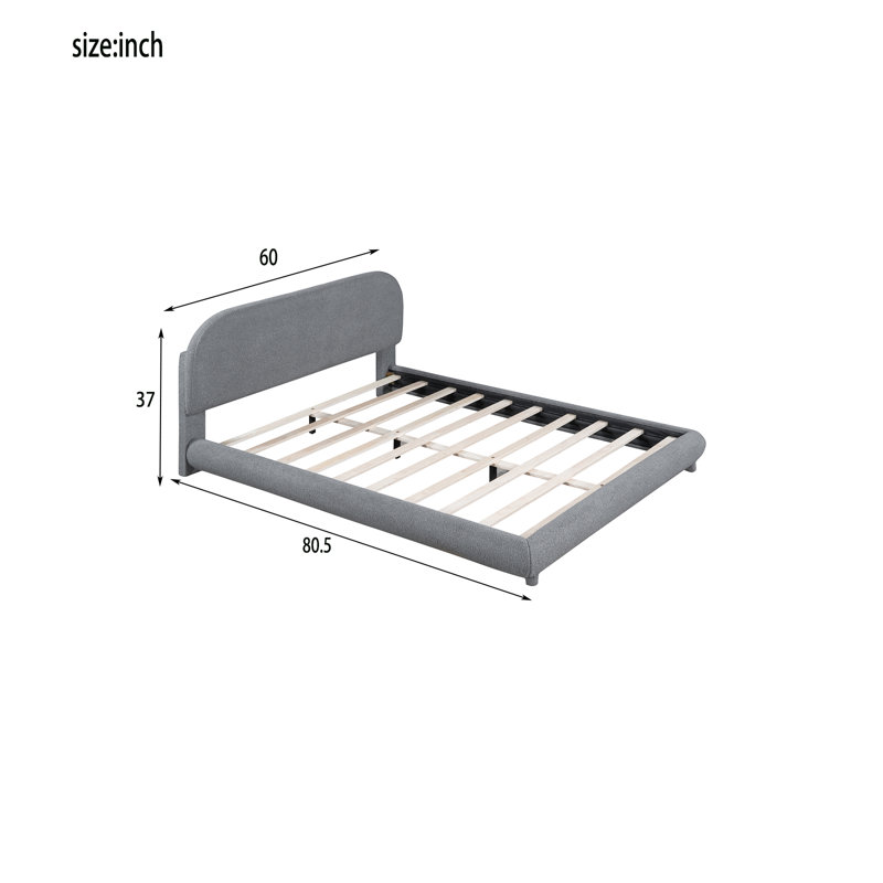 Lit plateforme 37 po Kestra, Double, Gris