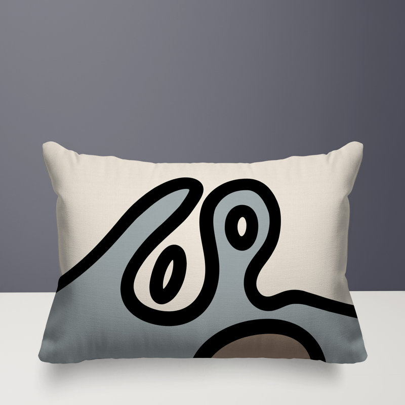 Oreiller rectangulaire réversible intérieur / extérieur Peller, H 18 po x l 25 po, Gris / noir / blanc cassé