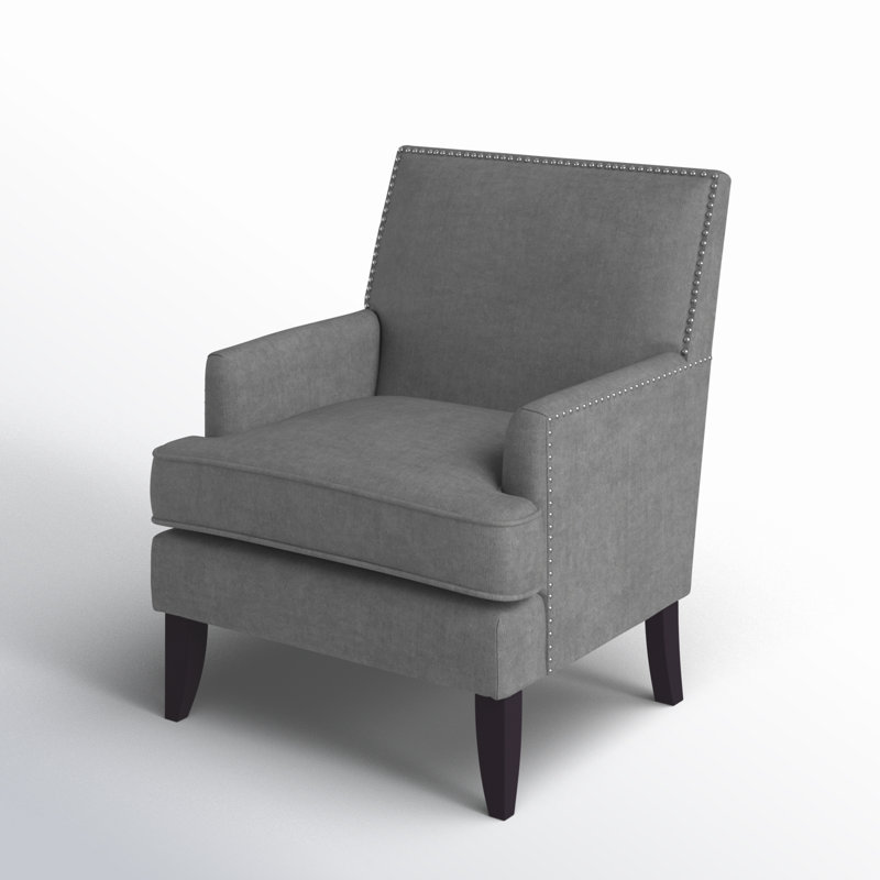 Fauteuil club à têtes de clou Colton, Polyester gris
