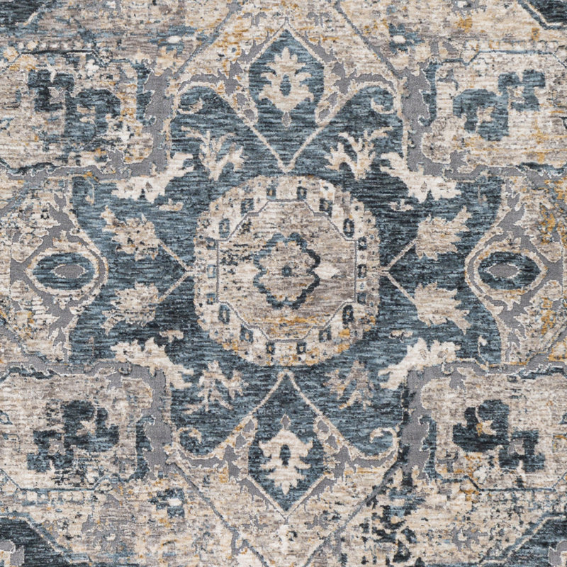 Tapis oriental sarcelle Houserville, Rectangle 6 pi 7 po x 9 pi 6 po