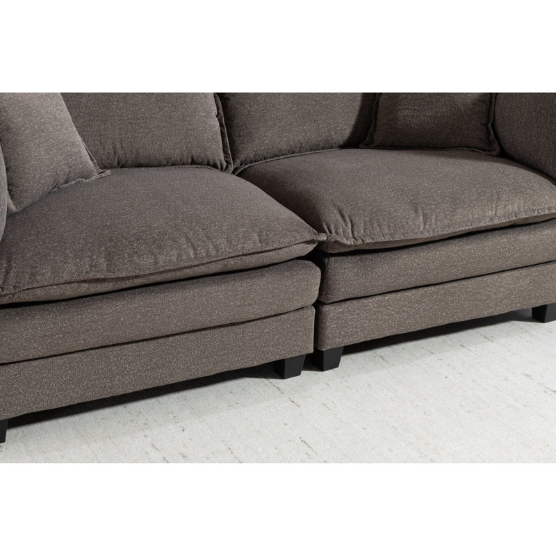 Canapé d'angle 2 places moderne, en tissu chenille comprimé avec méridienne, compact et confortable pour salon ou appartement, gris antique