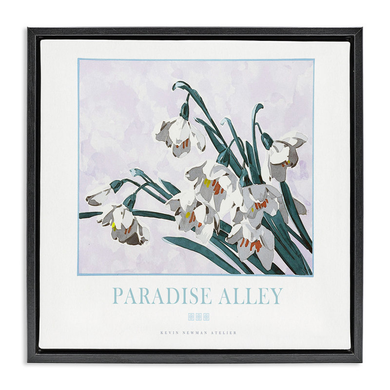 Cadre flottant Paradise Alley White Spring Blooms, design par Jadei, H 18 po x l 18 po, Cadre flottant noir de jais