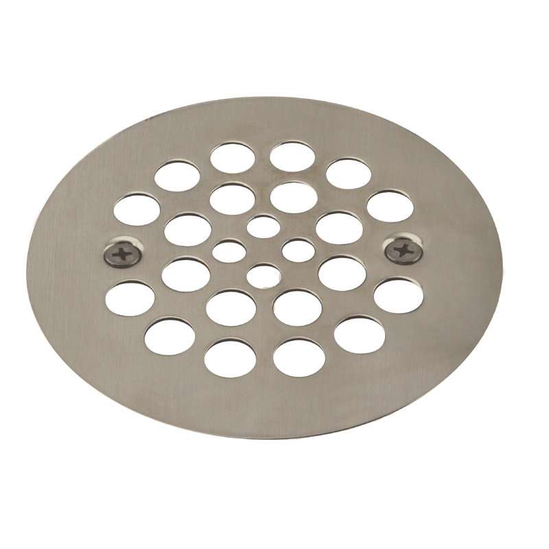 4-1/4" OD Brass Shower Strainer Grid Drain Cover, Satin Nickel