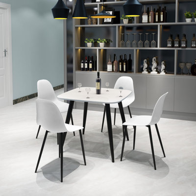 Aspen 5-Piece Casual Dining Set - Compact Square Table & 4 Curved Plastic Chairs