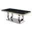 Ensemble de table de salle à manger de luxe 9 pièces 9 pièces, table de salle à manger rectangulaire moderne de 79 po avec plateau en marbre et base double en acier inoxydable argenté, table de salle à manger avec 8 chaises en similicuir-1536638337