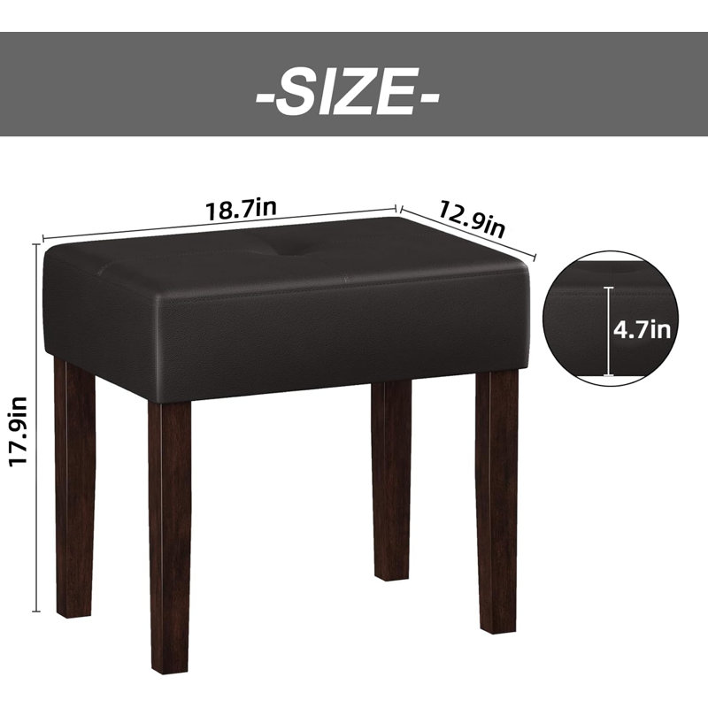 Tabouret de repose-pieds rectangulaire en cuir Nakendra, Cerisier, H 17,9 po x l 18,7 po x P 12,9 po