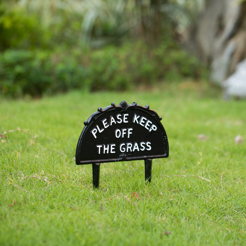 Black Decorative Cast Iron Please Keep Off Grass Yard Sign