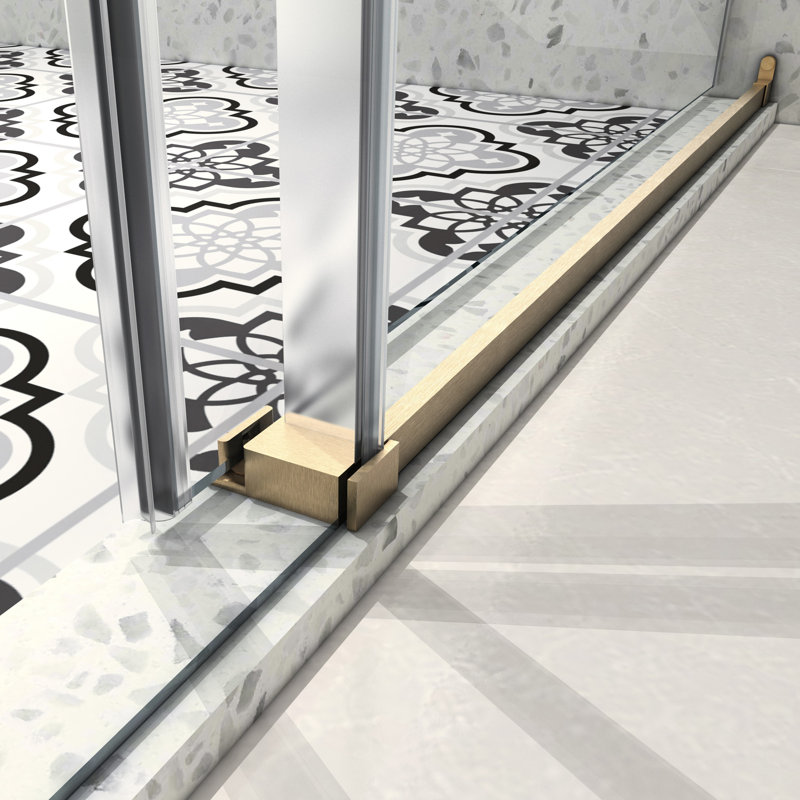 6076 Shower Door In Brushed Gold - , 70Mm 304 Stainless Steel Pulley, Soft Closing, Nano Easy To Clean, Membrane Adjustable , -Proof Treatment For Bathroom