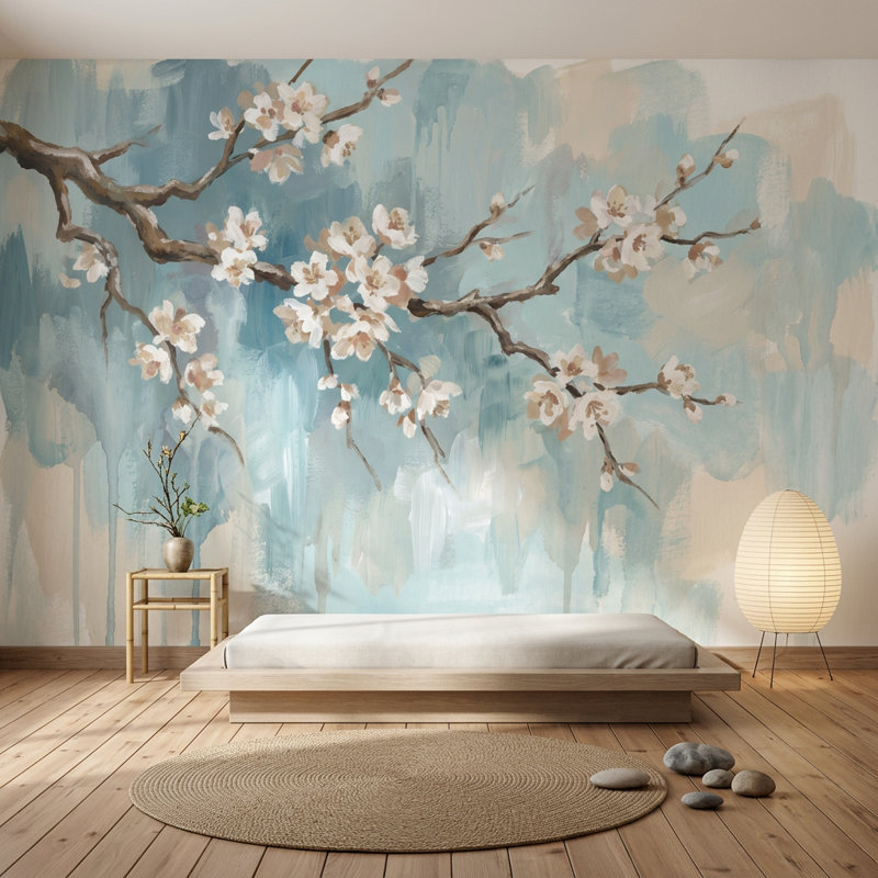 Décoration murale cerisier floral amovible, 100 po x 96 po, Peler et coller