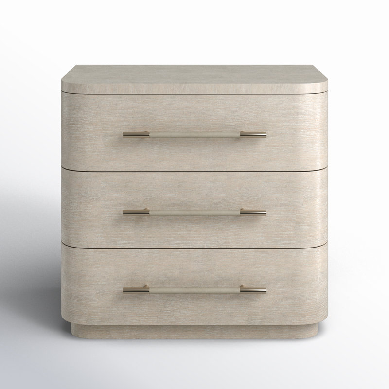 Modern Mood Three Drawer Nightstand, Light Wood/Diamond