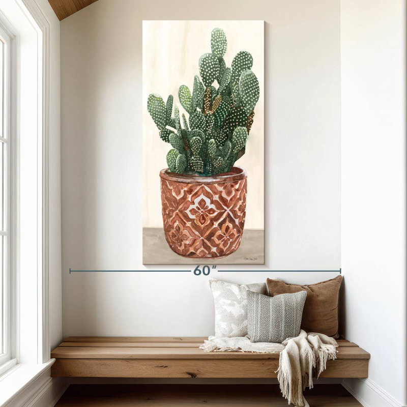 Cactus en pot II, H 30 po x l 15 po