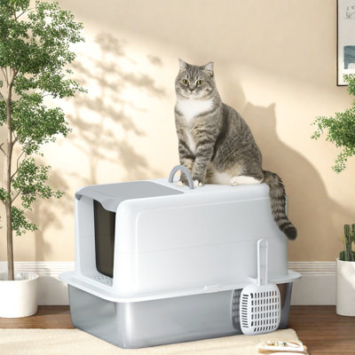 Bacs à litière et bacs à litière pour chat, boîtier en acier XL moderne