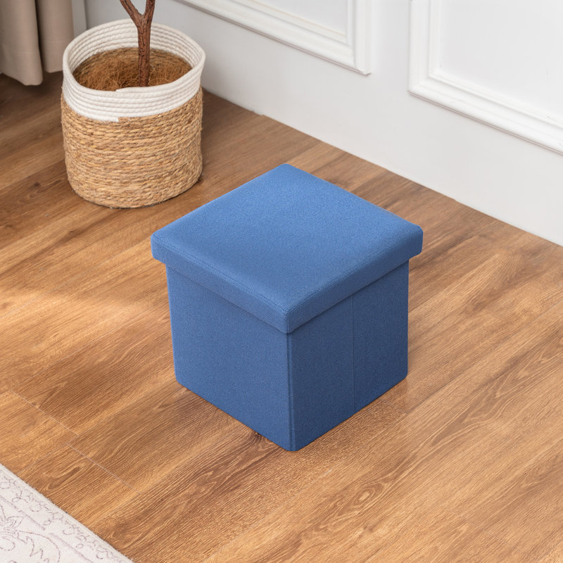 Repose-pieds cubique avec rangement, Bleu