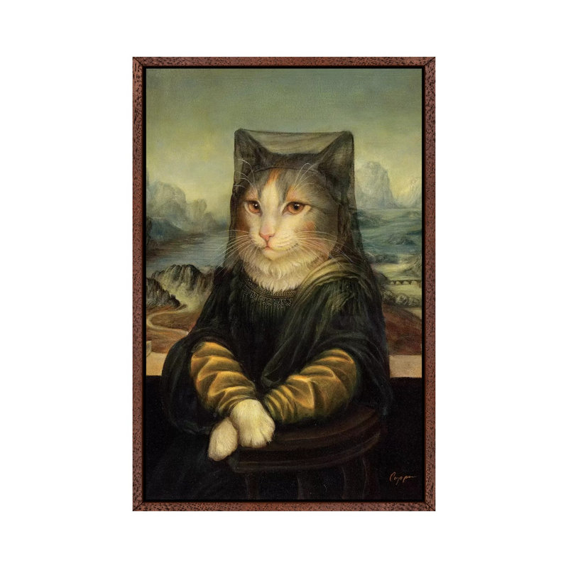 Mona Peaches by Melinda Copper - Painting on Canvas, Classic Brown Wood Framed, 101.6 cm H x 66.04 cm W
