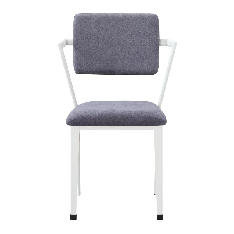 Chaise de bureau rembourrée grise et blanche, Blanc