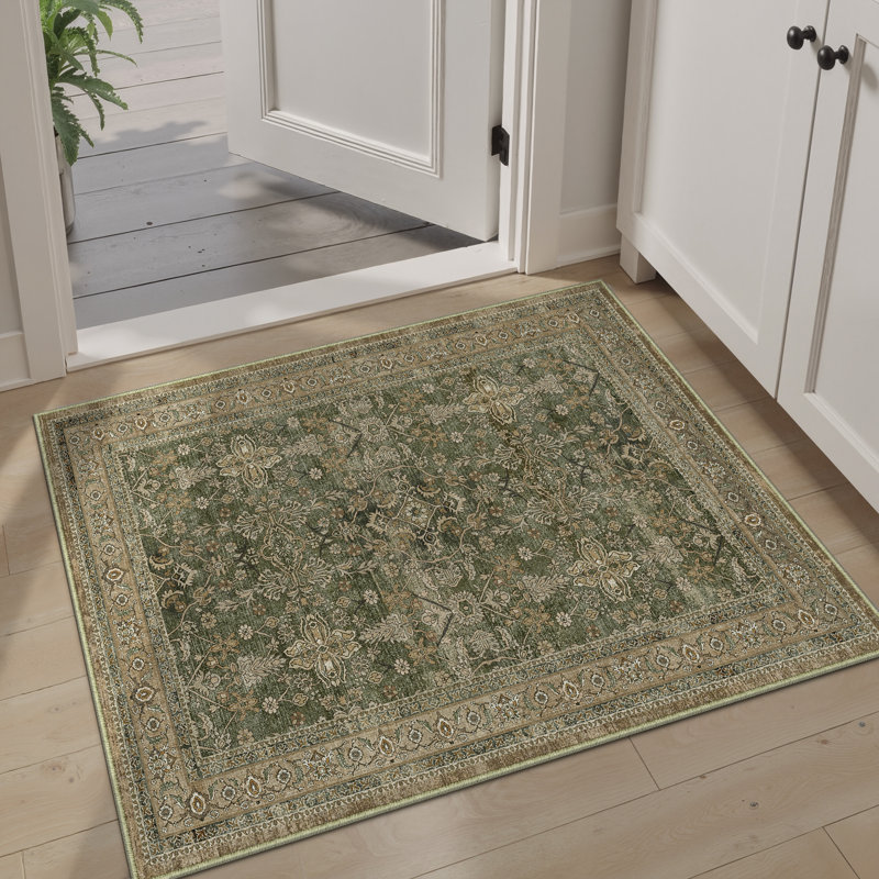 Tapis Kellems Vintage lavable à la machine pour le salon avec envers antidérapant, 0.28", Rectangulaire 2 pi x 3 pi