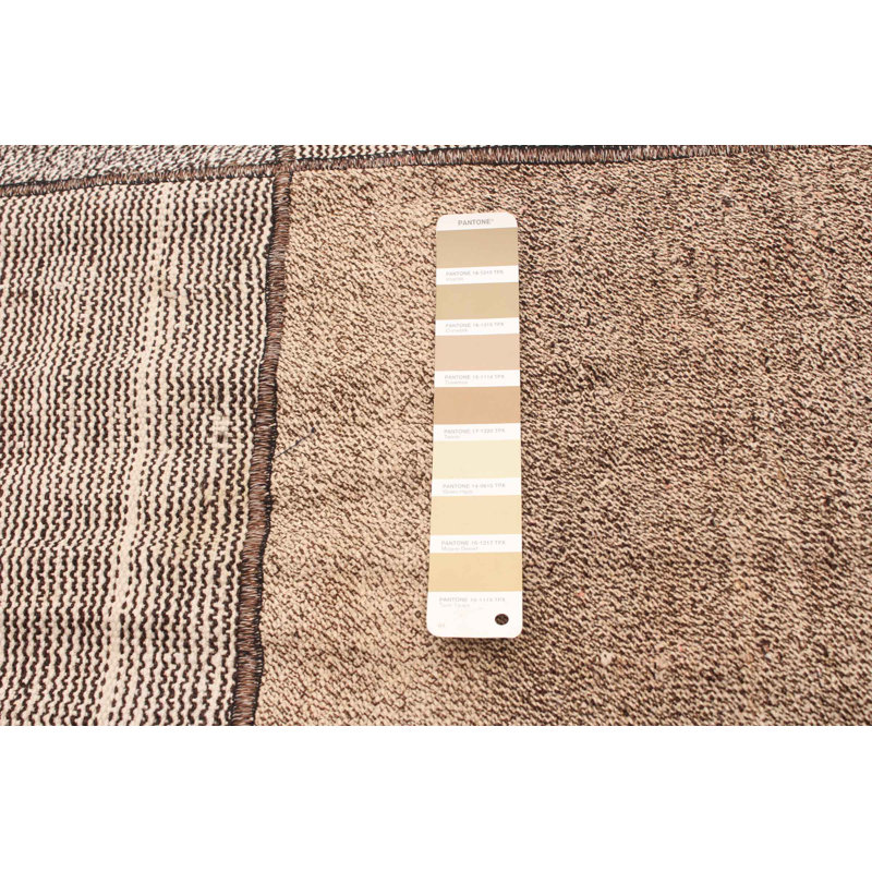 Tapis brun clair en laine tissé à plat à la main Martiya Patchwork 3 pi 11 po x 6 pi 7 po